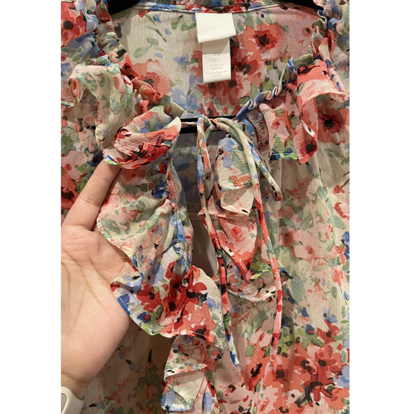 H&M Floral Long Sleeved Sheer Mini Dress - Picture 4 of 7